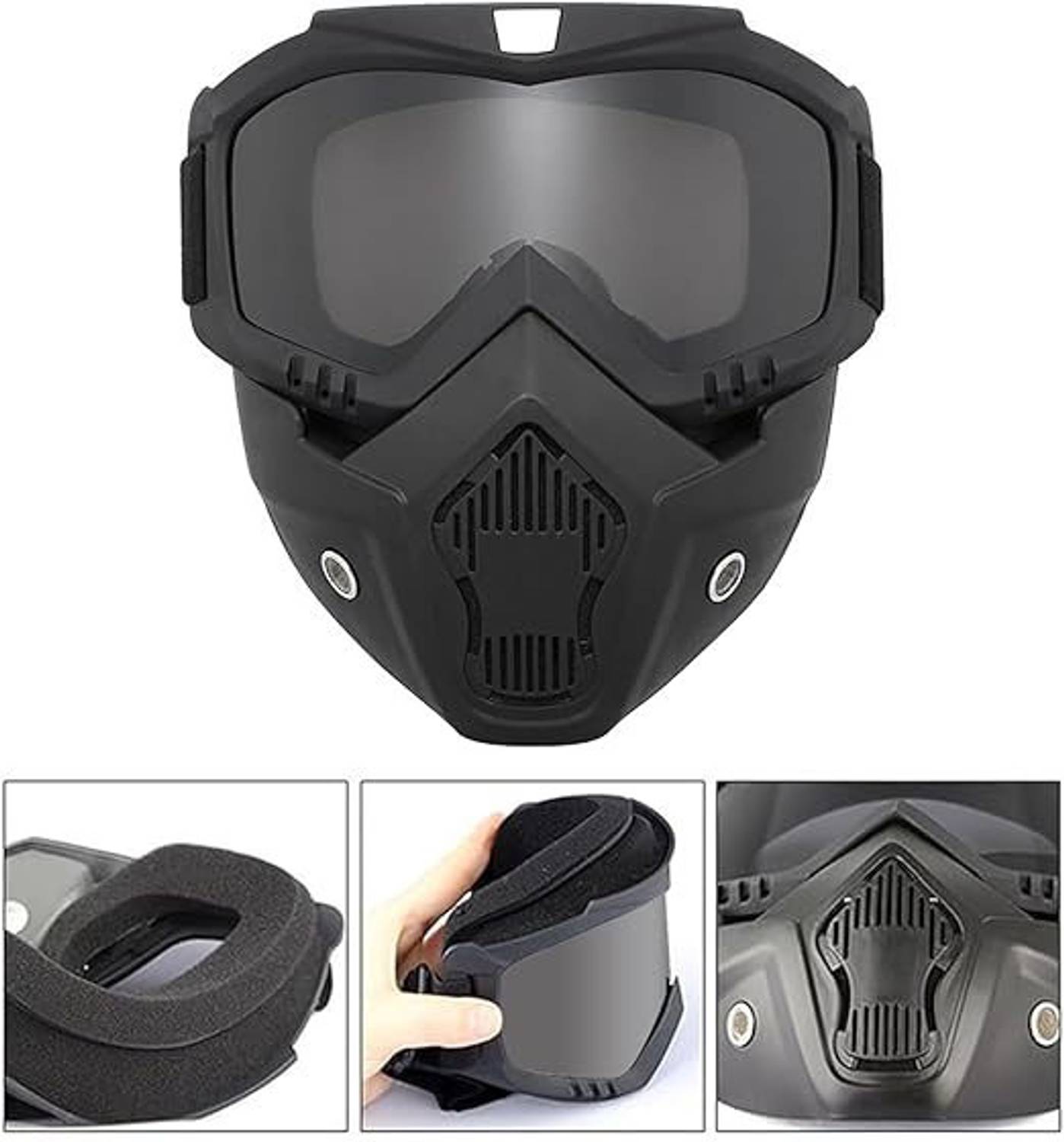 Detachable Full Face Goggle Mask 2-Pack – Anti-UV, Anti-Fog HD Lens, Windproof & Dustproof For Riding, Cutting, Welding