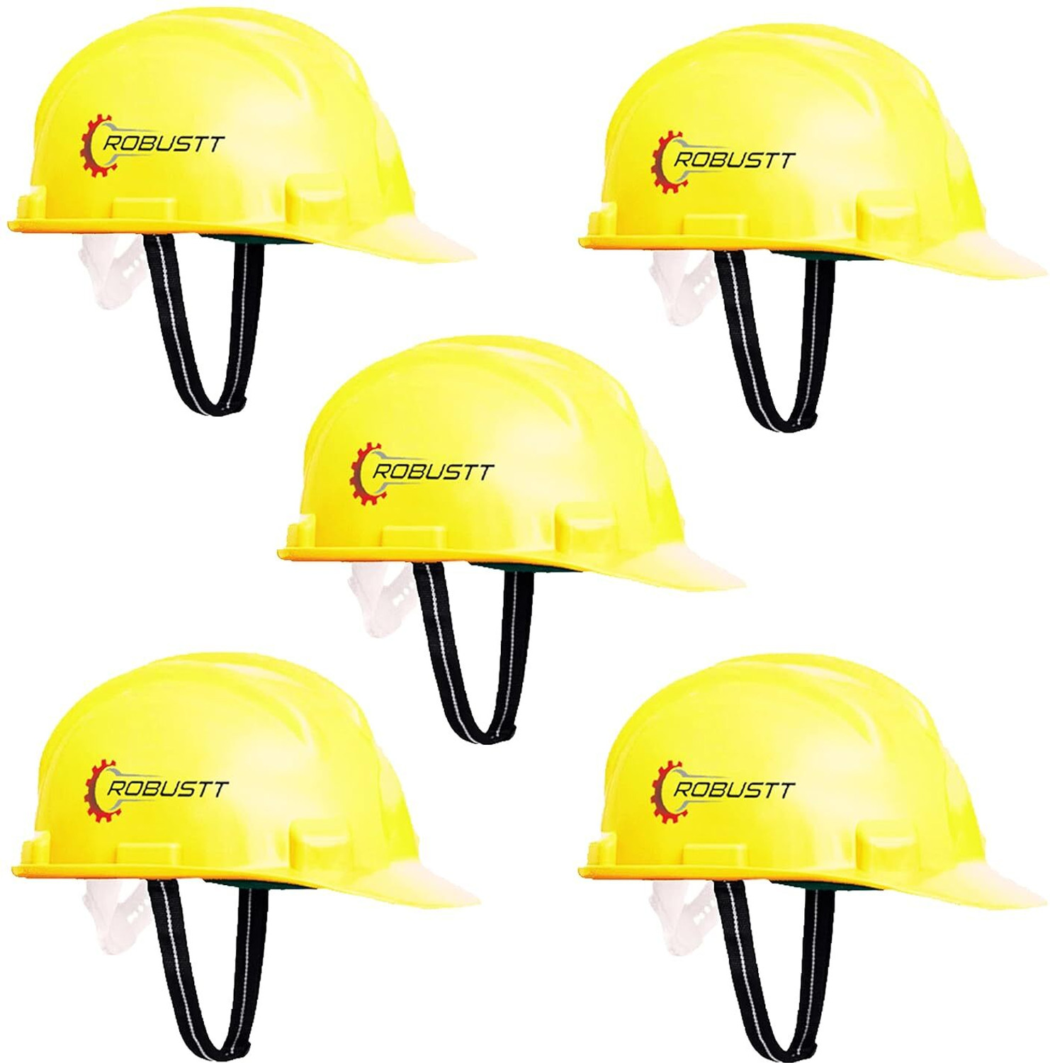 Image of Robustt X Shree Jee Nape Type Adjustable Safety Helmet | Head Protection Gear (Pack of 5) Safety Cap