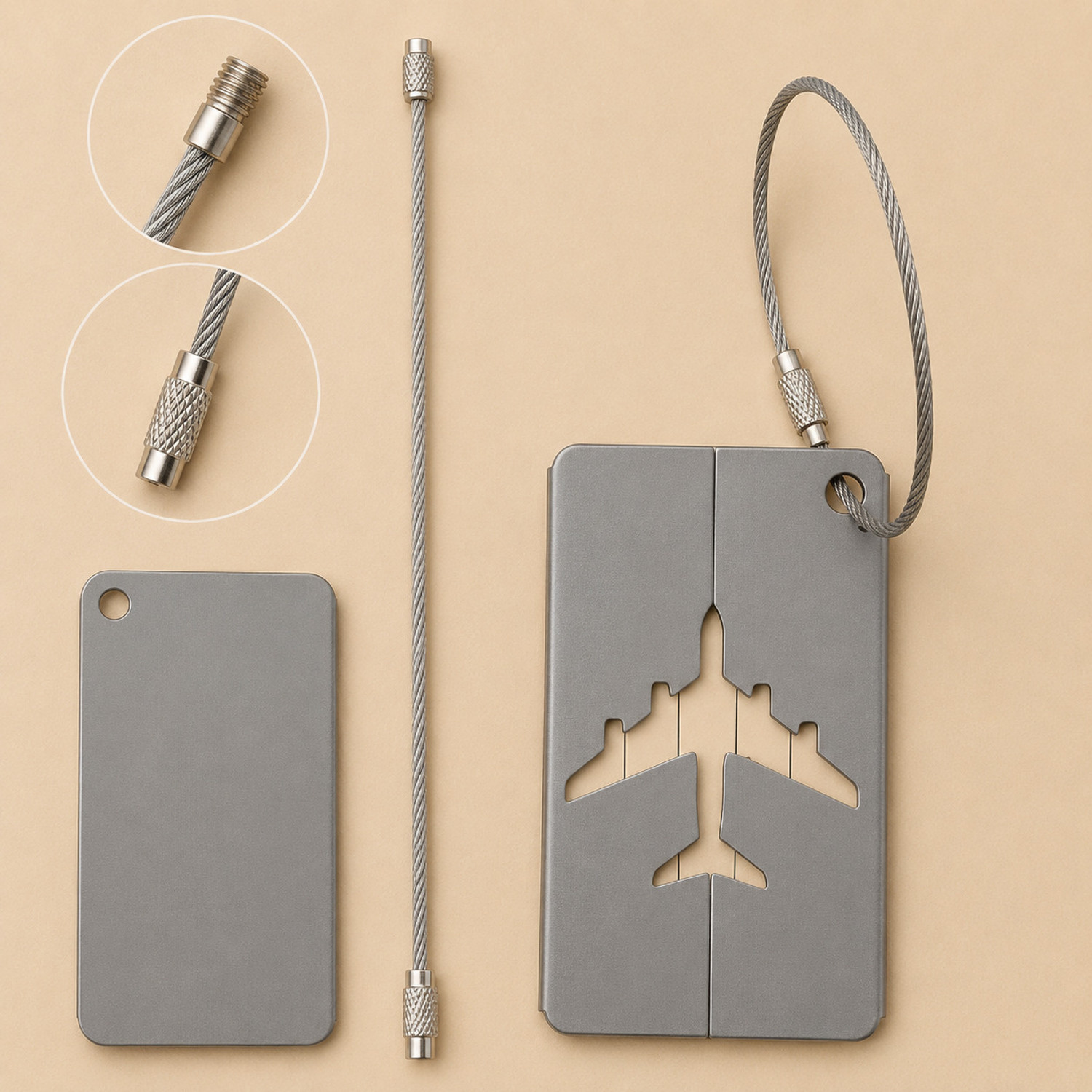 Image of RUEX Identificador Set Tag (Silver) Cable Lock, Luggage Strap, Luggage Tag, Safety Lock (Silver)