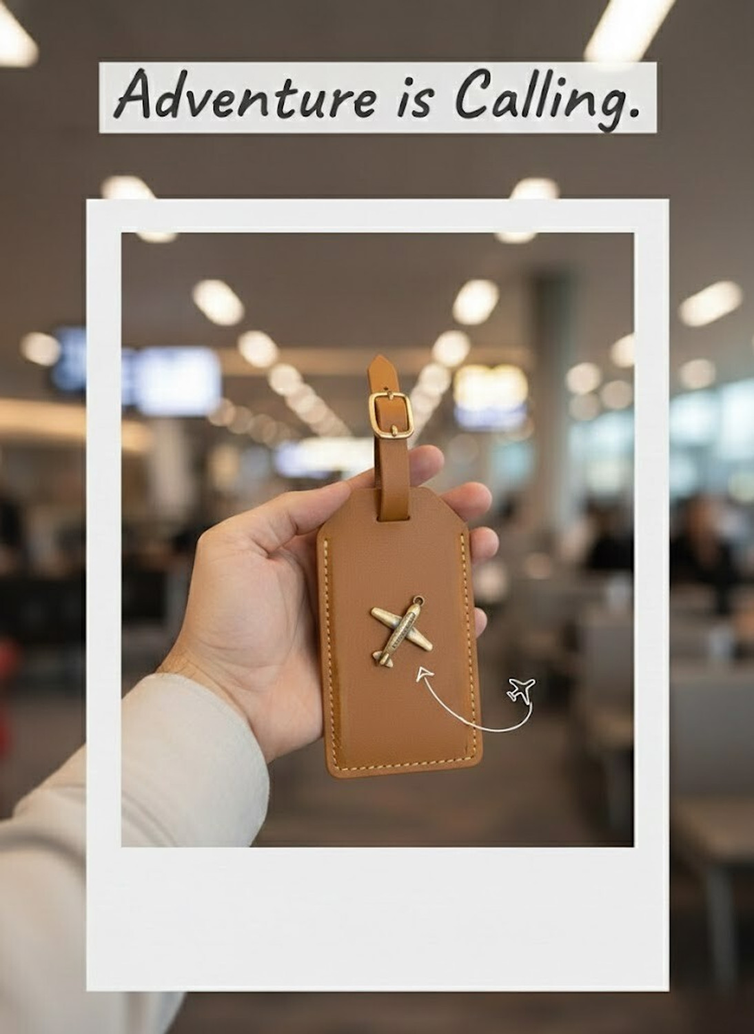 Image of THE COZY STORE Luggage Tag PU Leather Travel Bag Tag with Name Slot & Strap Luggage Tag