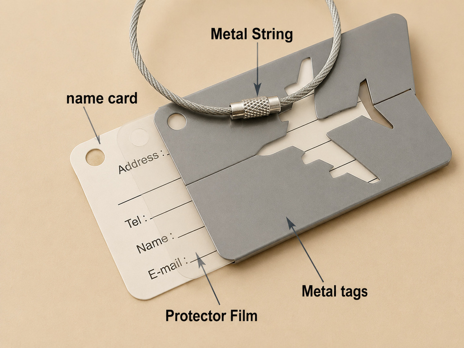 Image of RUEX Identificador Set Tag (Silver) Cable Lock, Luggage Strap, Luggage Tag, Safety Lock (Silver)
