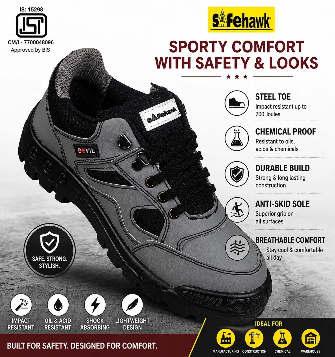 Image of Safehawk Steel Toe Suede Safety Shoe
