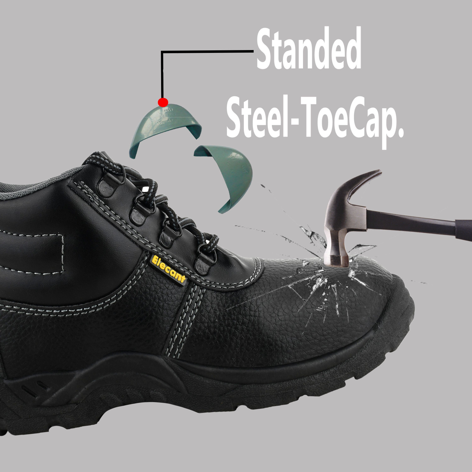 Image of Elecant Industrial Safety Shoes with Steel Toe Protection and PVC Sole For Men
