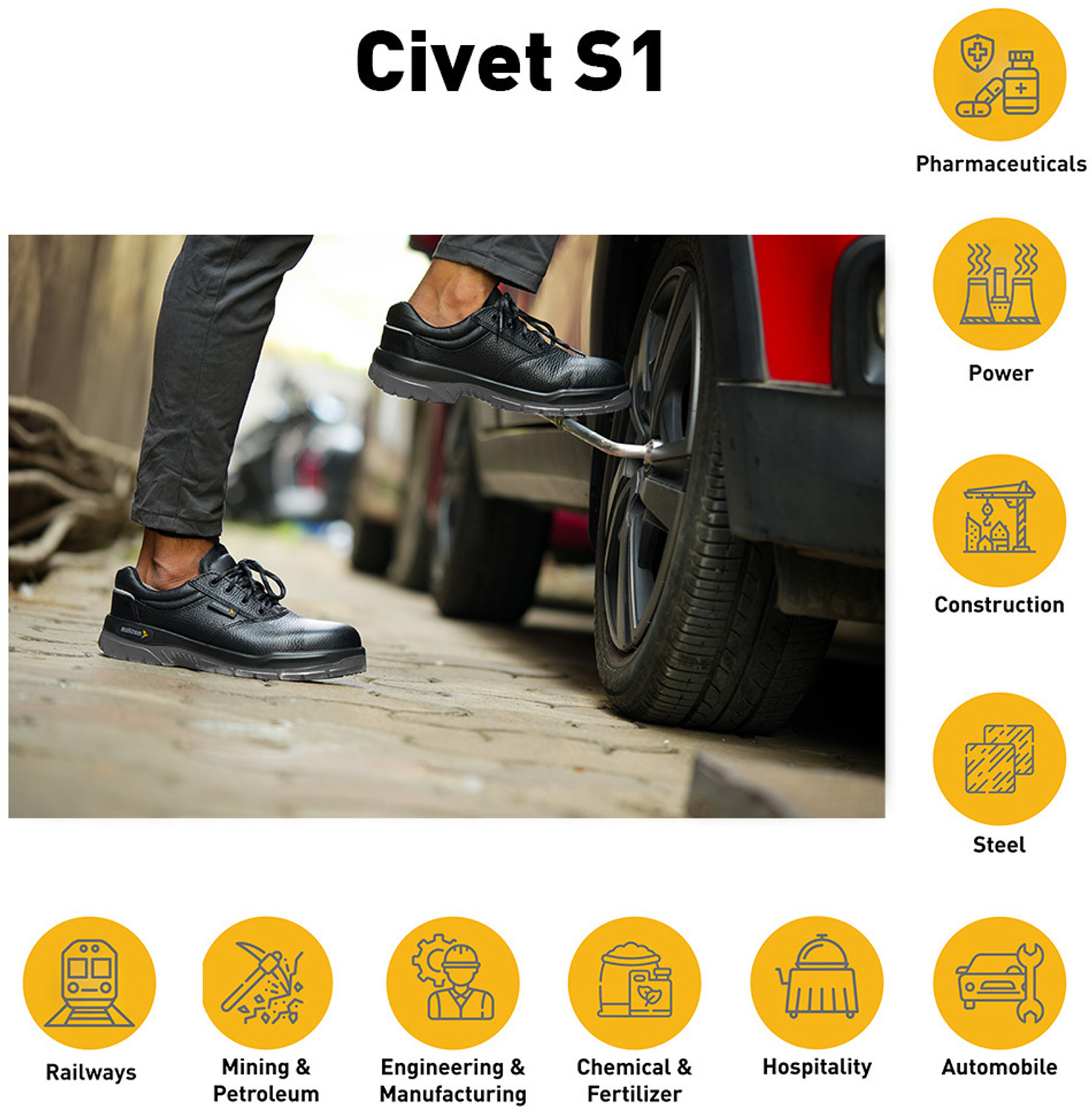 Image of Mallcom Steel Toe Grain Leather Safety Shoe