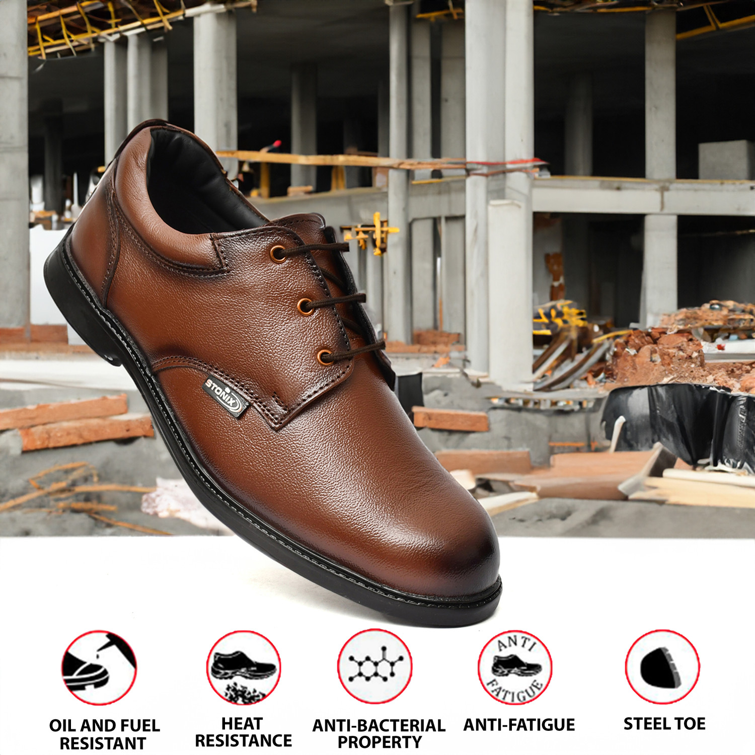 Image of stonix Steel Toe Leather Safety Shoe