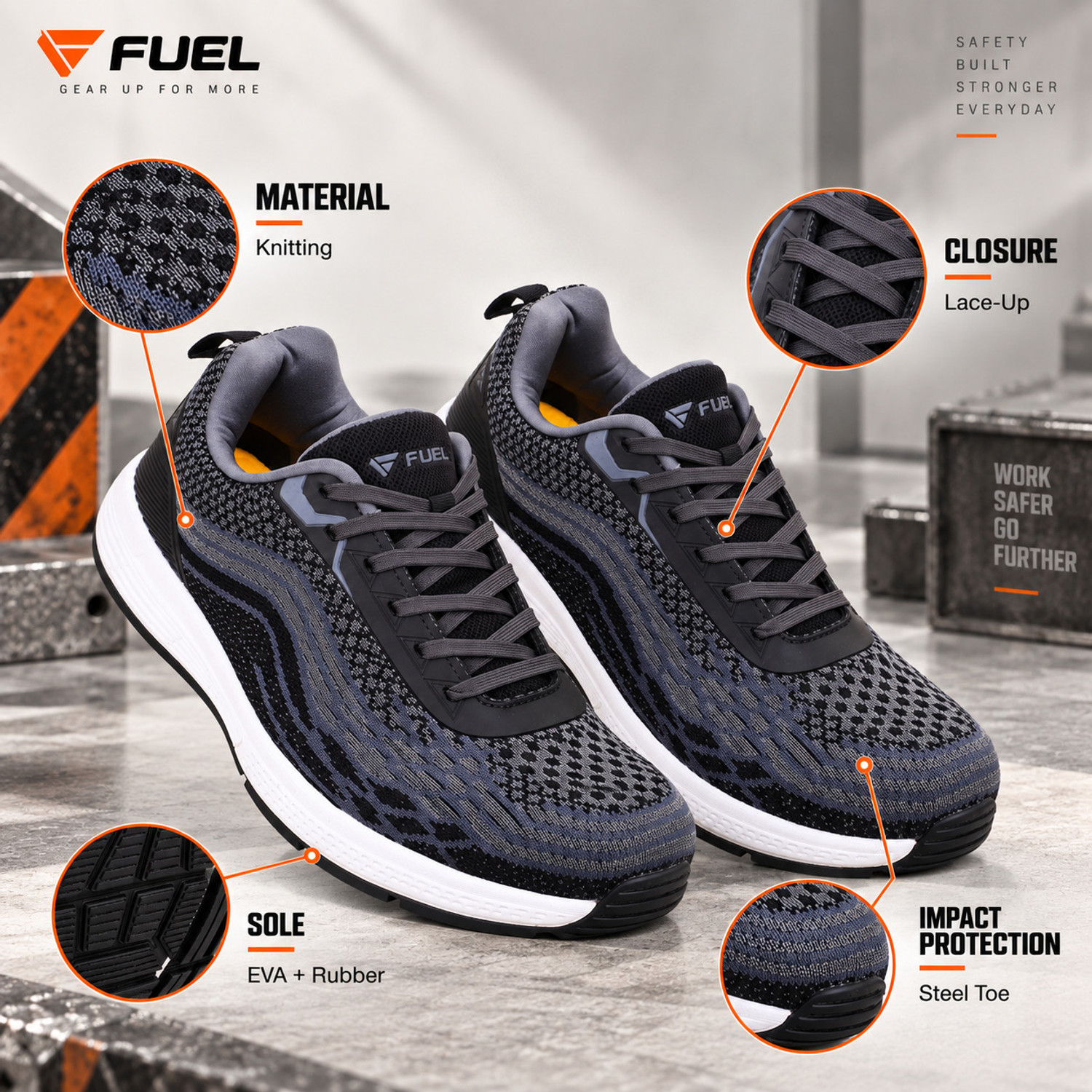 Image of Fuel Steel Toe Textile Safety Shoe (Black, S2, Size 9)