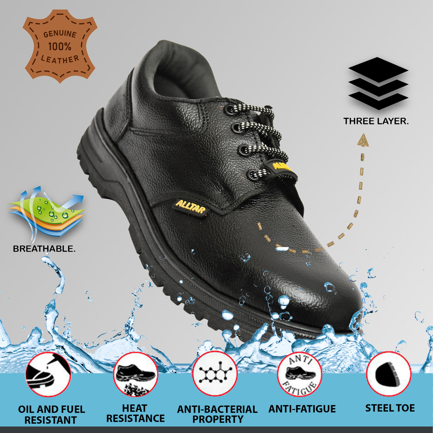 Image of ALLTAR Steel Toe Genuine Leather Safety Shoe