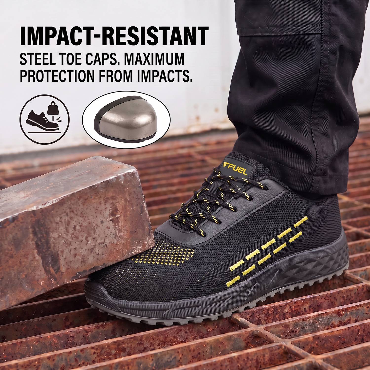 Fuel Steel Toe Fabric Safety Shoe Black - Image 5