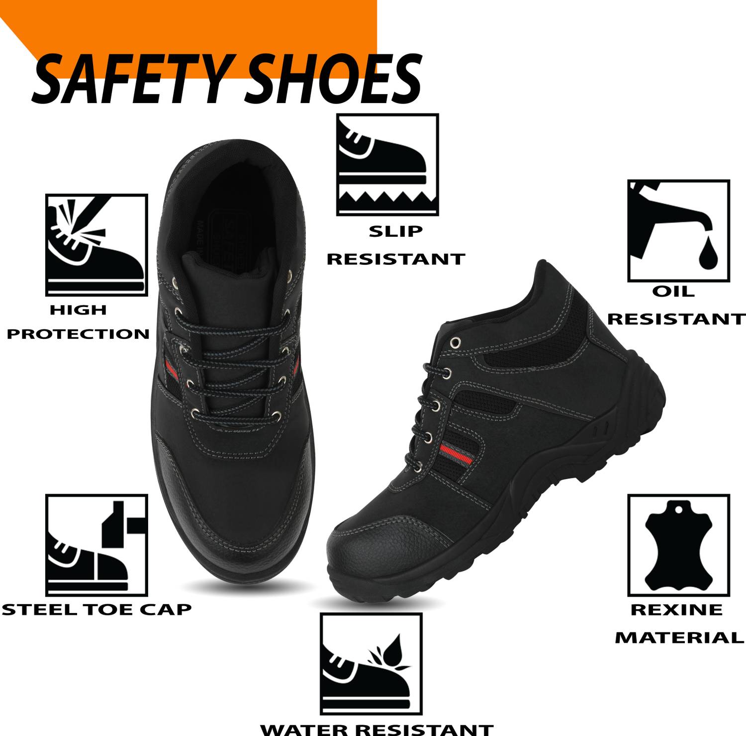Xellent Steel Toe Synthetic Safety Shoe Black - Image 4