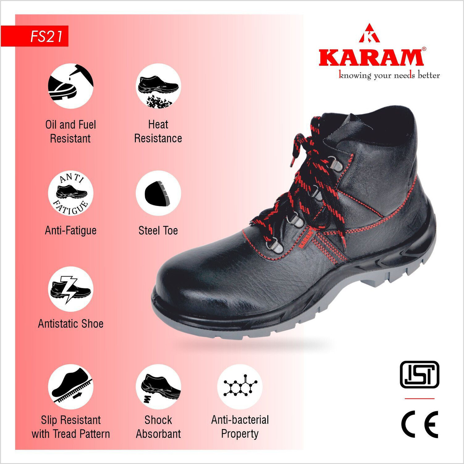 Image of Karam Steel Toe Genuine Leather Safety Shoe