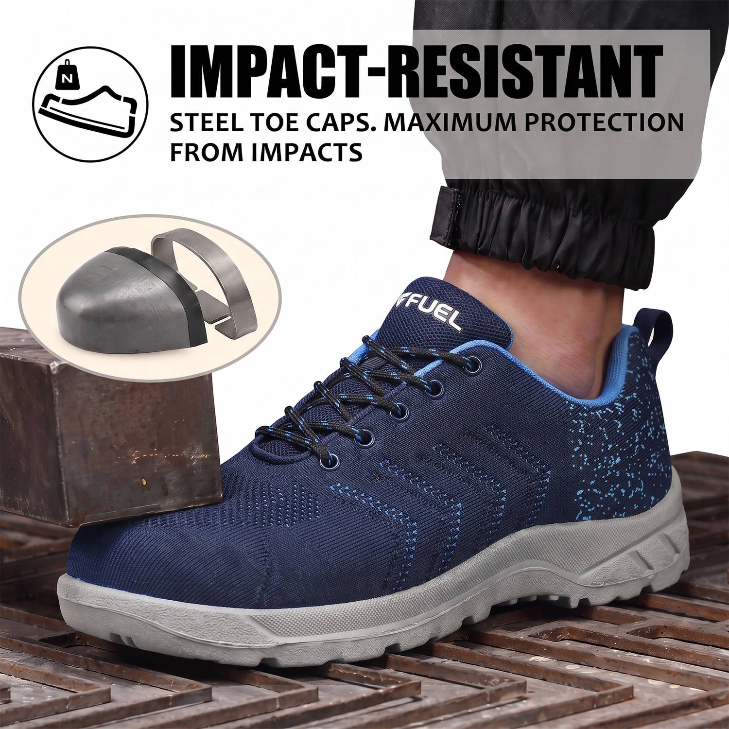 Fuel Steel Toe Fabric Safety Shoe Blue - Image 4