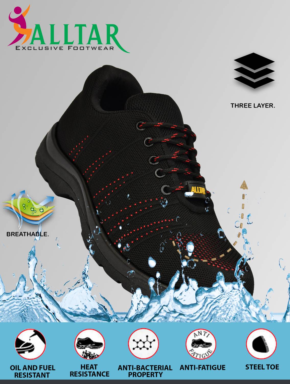 ALLTAR Steel Toe Mesh Safety Shoe Black - Image 1