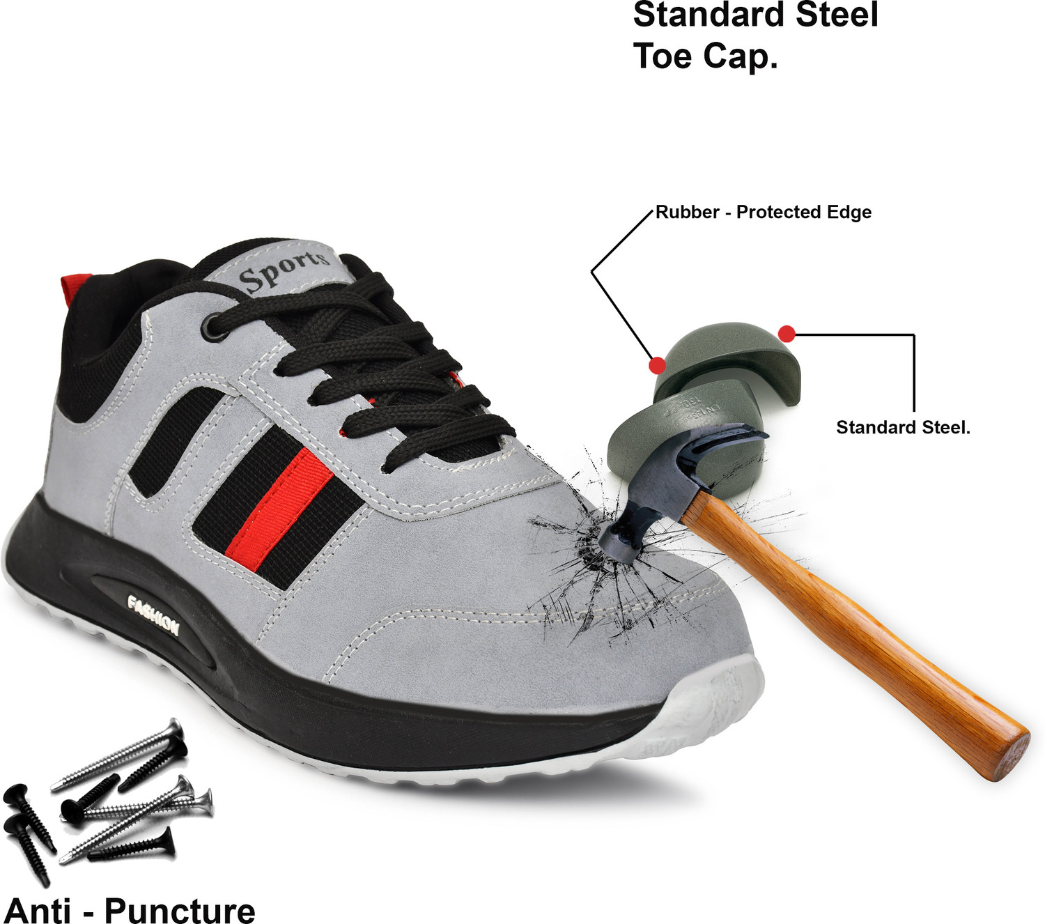 Image of trapsy Steel Toe Patent Leather Safety Shoe