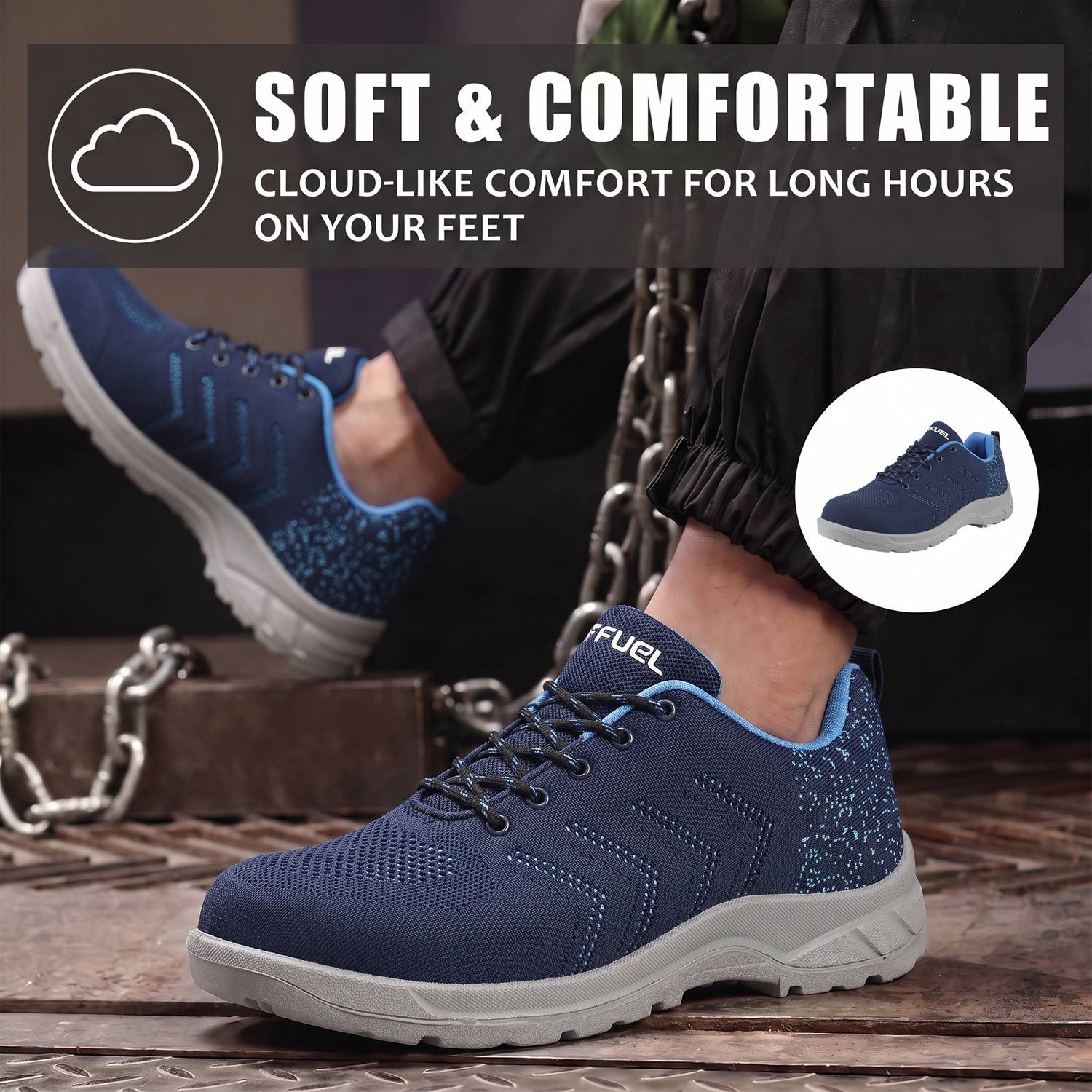 Fuel Steel Toe Fabric Safety Shoe Blue - Image 2
