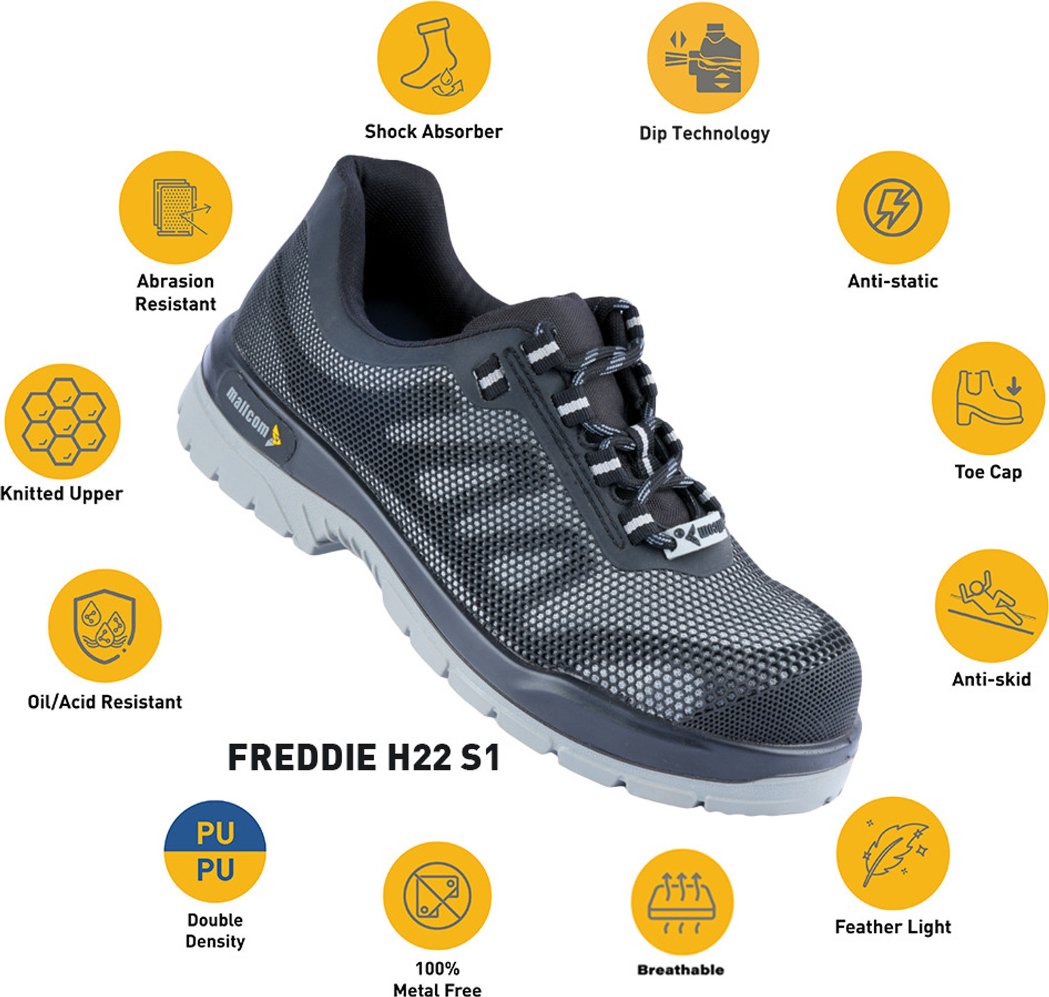 Image of Mallcom Steel Toe Polyester Safety Shoe