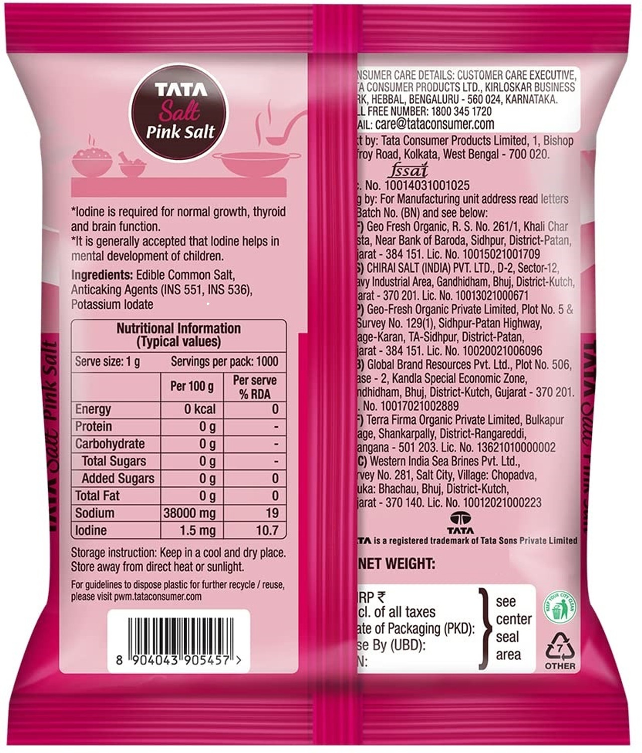 Image of Tata Salt Pink Salt Salt for Everyday Cooking 100% Natural Himalayan Pink Salt (1 kg)