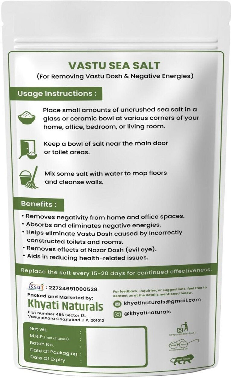 Image of Khyati Naturals Vastu Ocean Crystals | Removes Negativity & Nazar Dosh | Aura Cleansing Namak Sea Salt