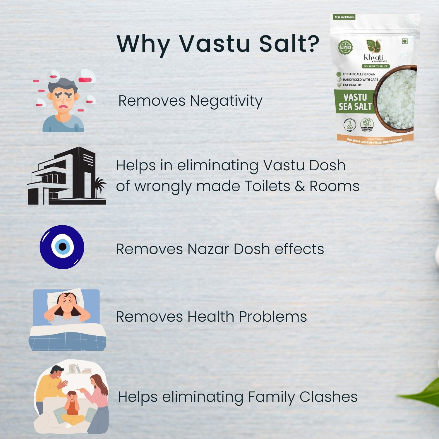 Image of Khyati Naturals Vastu Ocean Crystals | Removes Negativity & Nazar Dosh | Aura Cleansing Namak Sea Salt