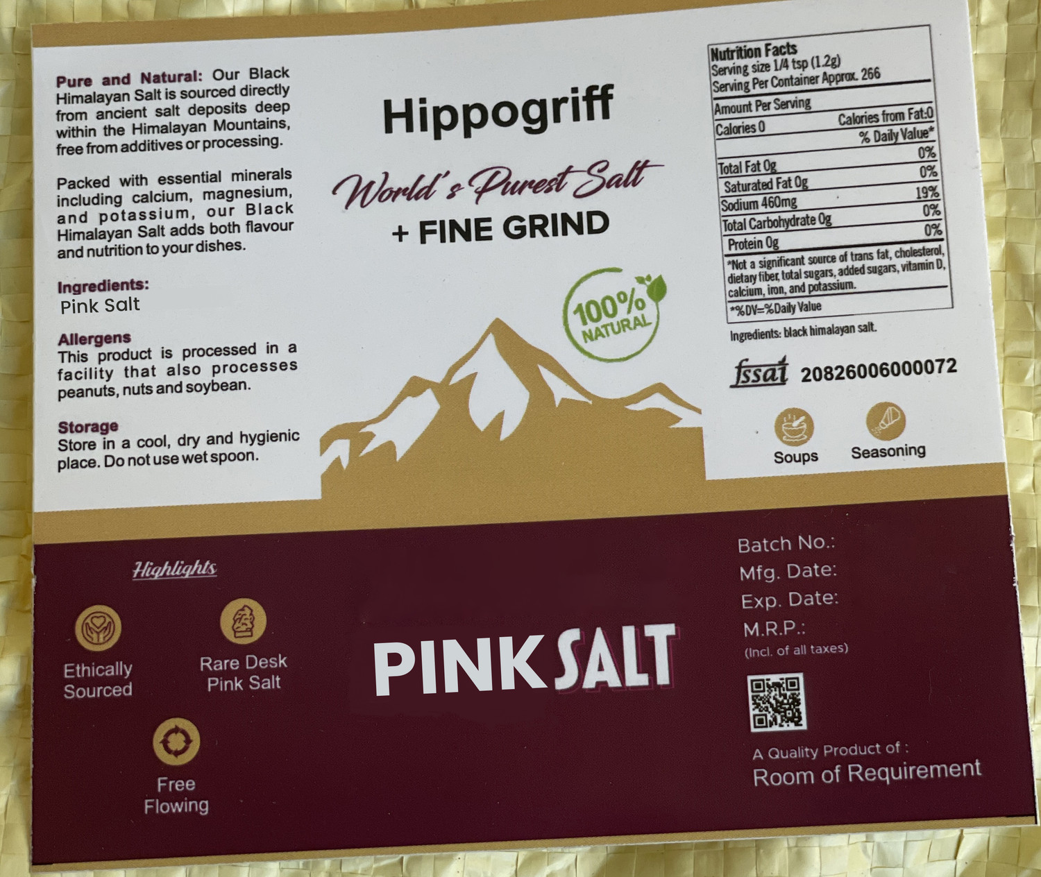 Image of HIPPOGRIFF Pure Pink Rock Salt Crystals | Unrefined Himalayan Salt Himalayan Rock Salt