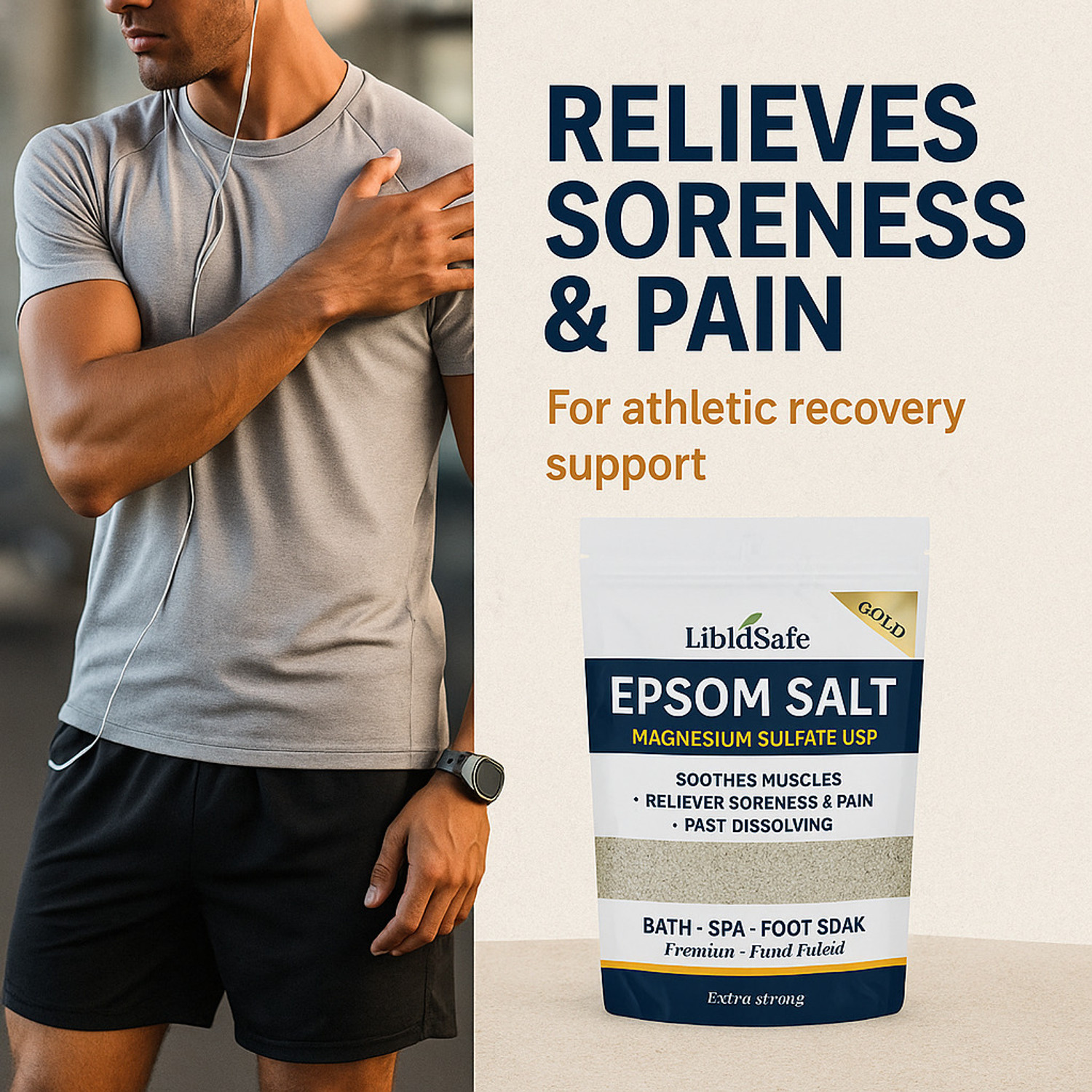 Image of LibidSafe Epsom Salt for Foot Pain Relief 920 Grams Sea Salt