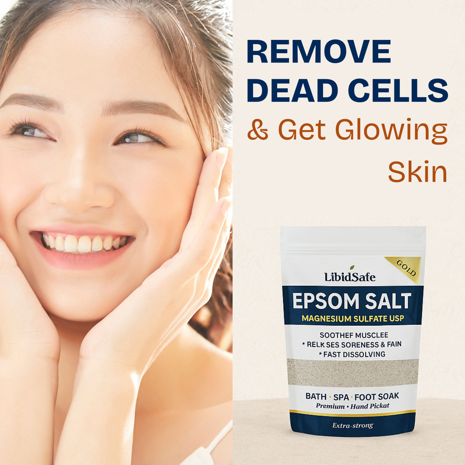 Image of LibidSafe Epsom Salt for Foot Pain Relief 920 Grams Sea Salt