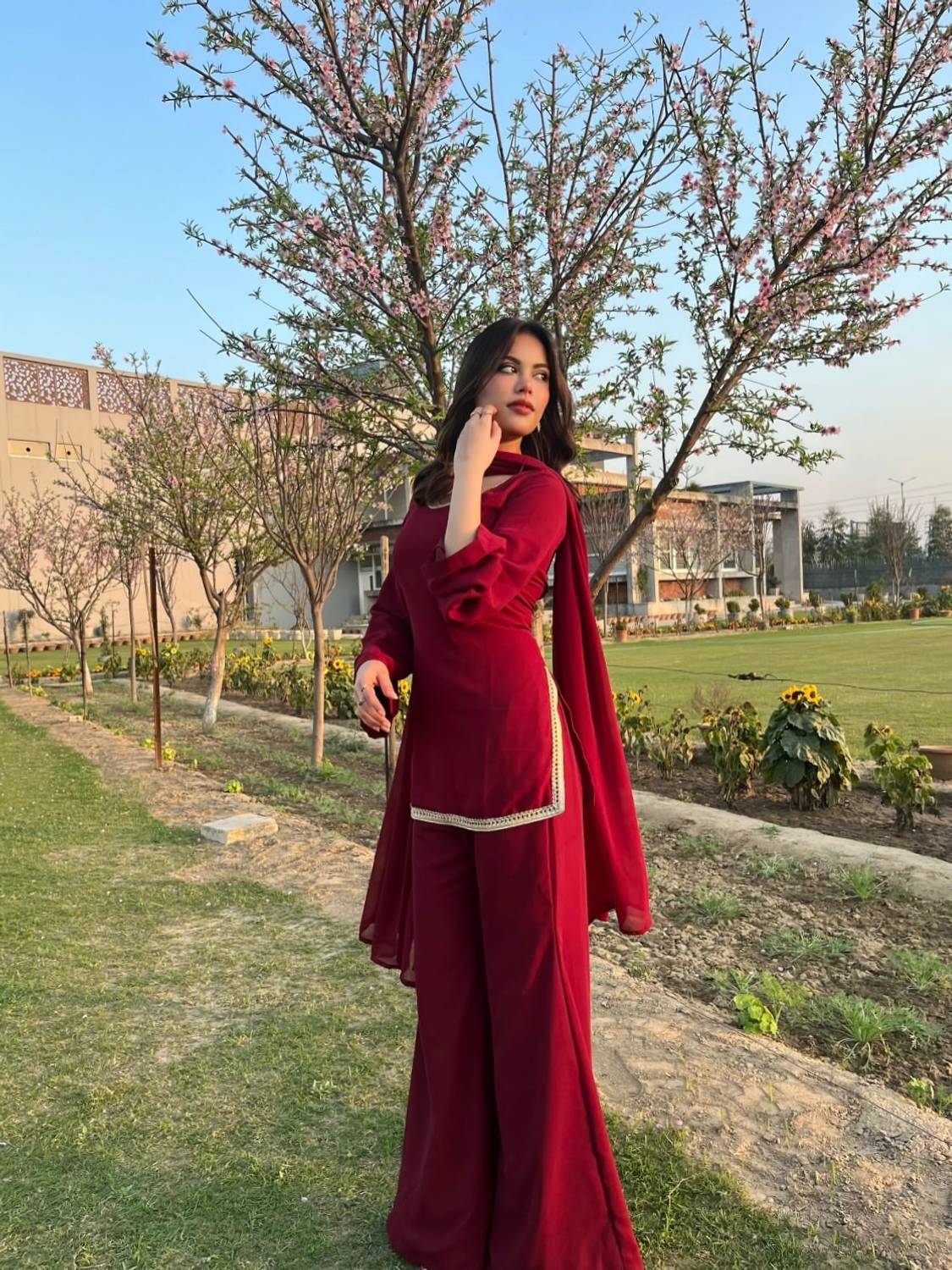 DISHWA Fashion Solid Kurta, Palazzo & Dupatta Set - Image 3