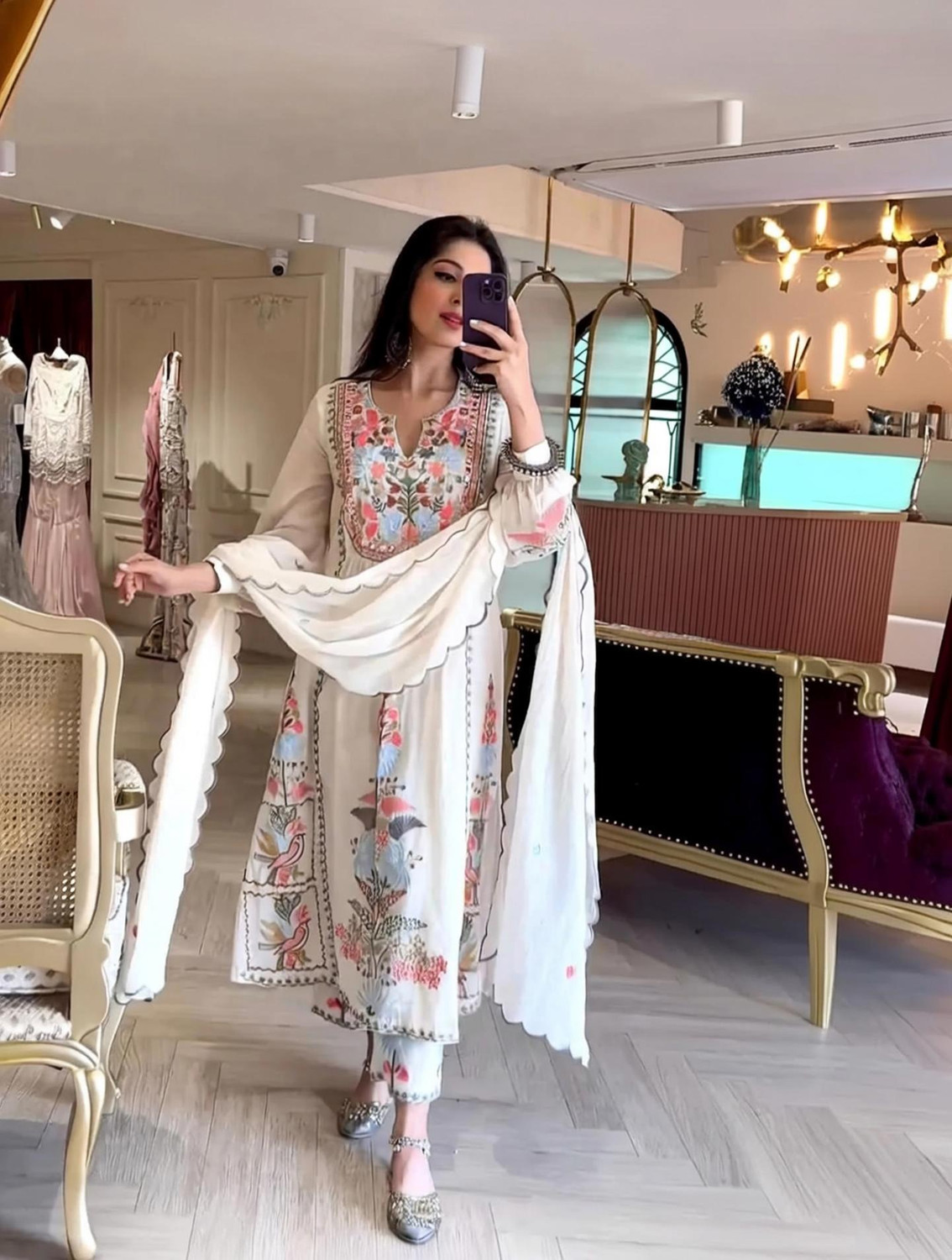 Image of GRISHU COLLECTION Embroidered Anarkali Kurta, Bottom & Dupatta Set