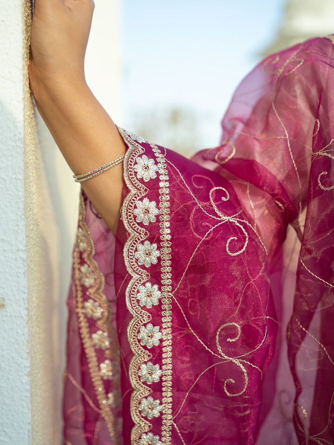Image of VredeVogel Embroidered Kurta, Trouser /Pant & Dupatta Set