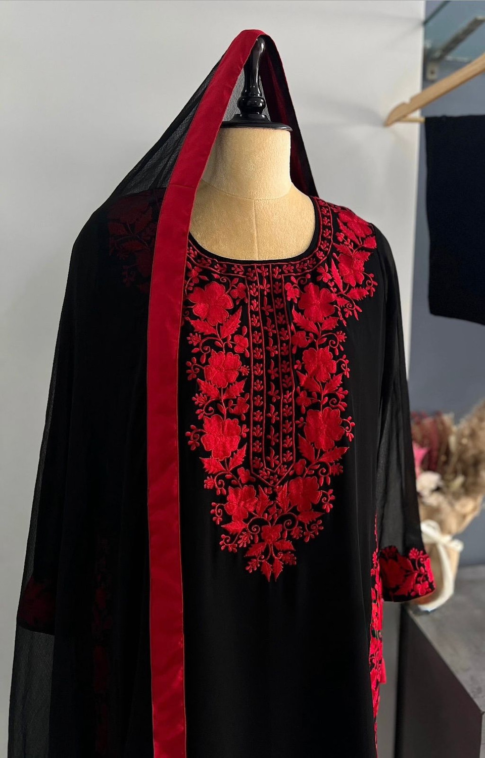 Image of SHIVU Embroidered Kurta, Palazzo & Dupatta Set