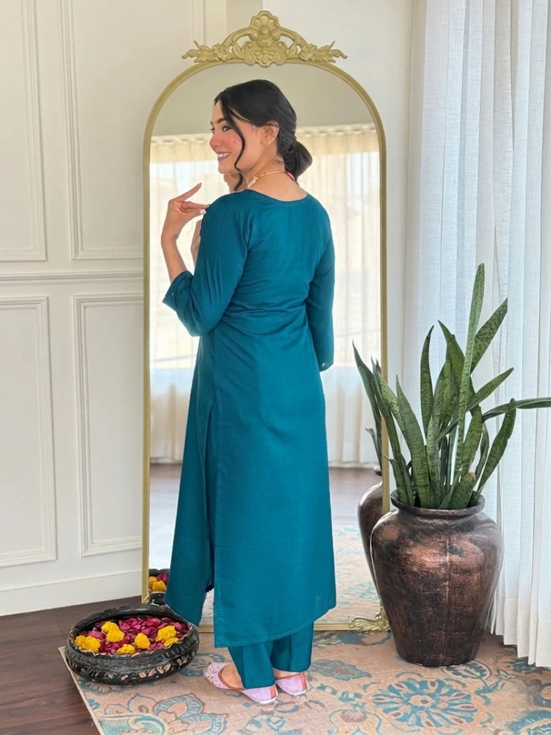 Image of RHET FASHION Women Kurta Pant Attached Dupatta Set