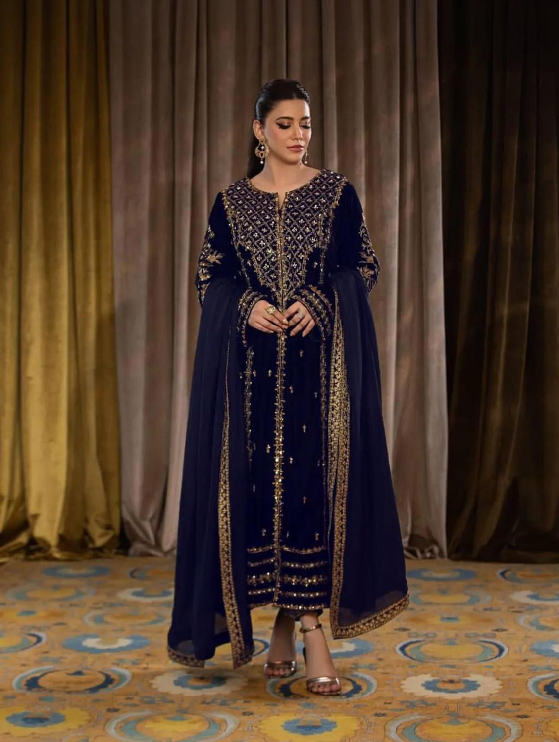 WAZIX Clothing Embroidered Kurta, Trouser/Pant & Dupatta Set