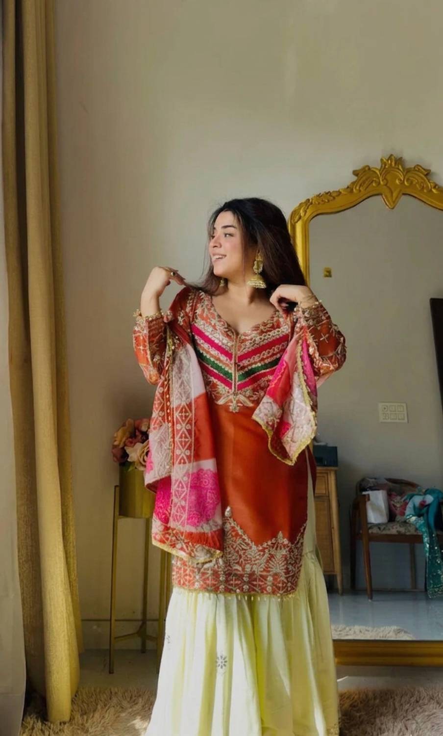 ZOOFLINE Embroidered Kurta, Sharara & Dupatta Set - Image 1