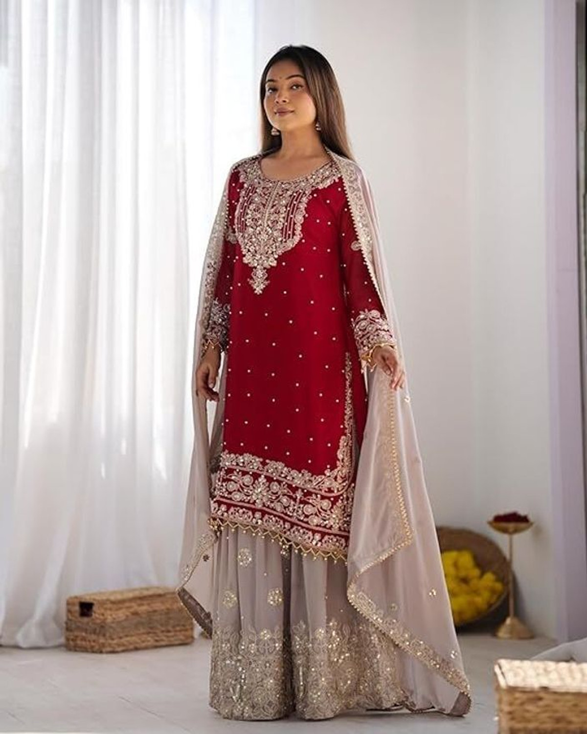 Image of TILKI Embroidered Kurta, Salwar & Dupatta Set