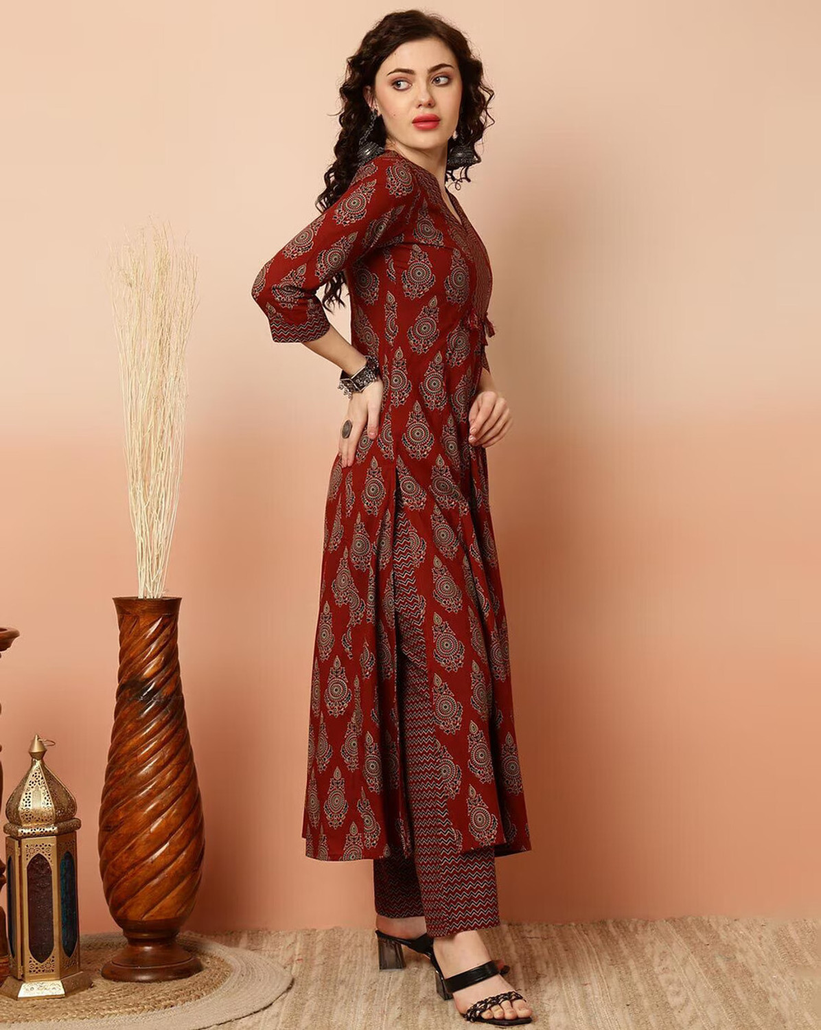 Image of Bairaj Printed Kurta, Trouser /Pant & Dupatta Set