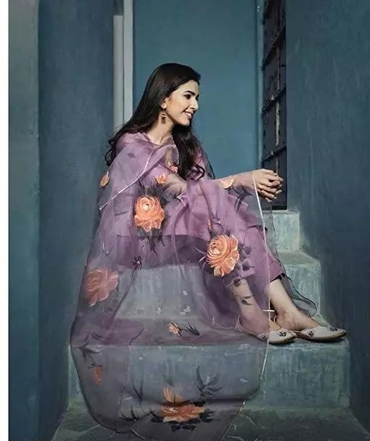 Image of PARNITI Printed Kurta, Palazzo & Dupatta Set