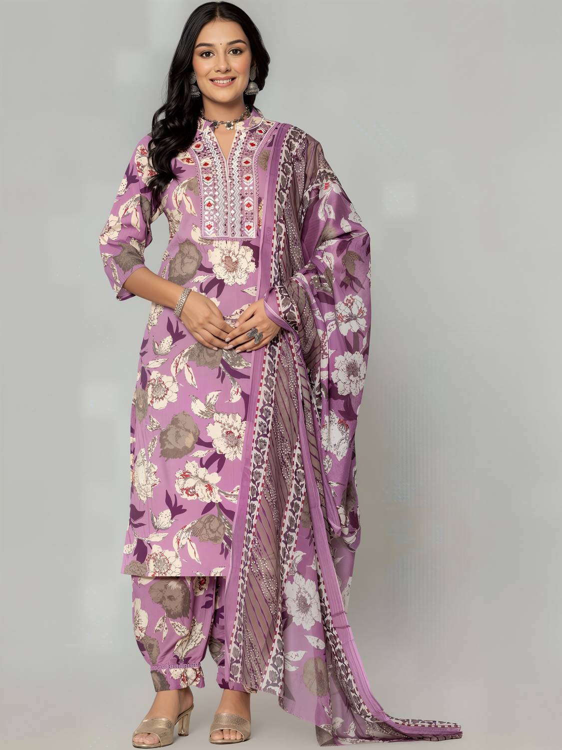 ANSAYA Printed Kurta, Trouser/Pant & Dupatta Set