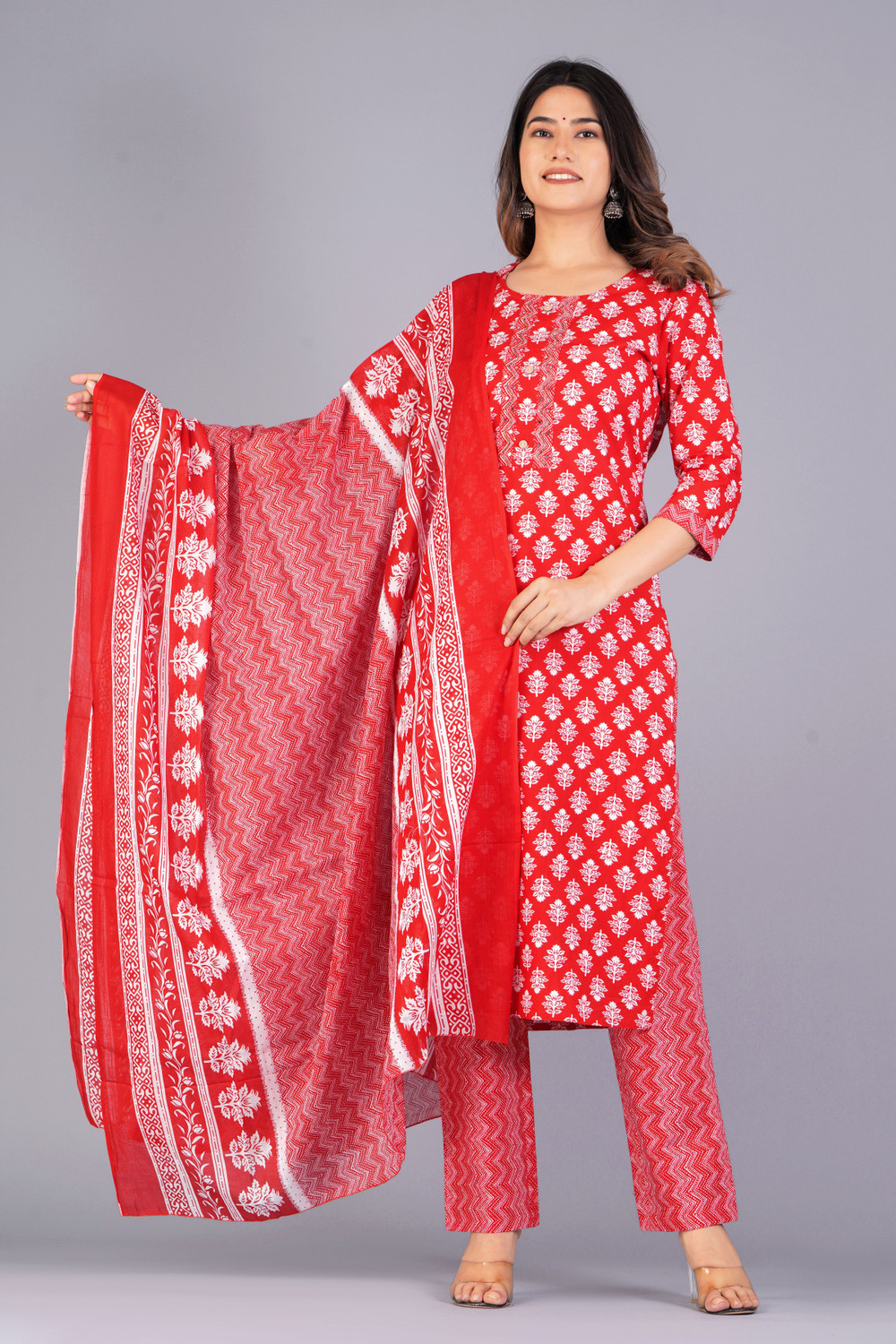 Image of Mishree collection Printed Kurta, Trouser /Pant & Dupatta Set
