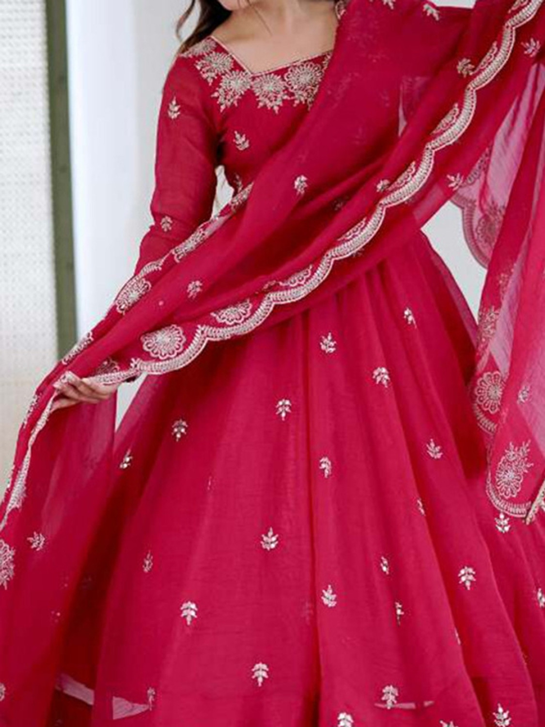 Image of MULANIENT Embroidered Kurta, Trouser /Pant & Dupatta Set