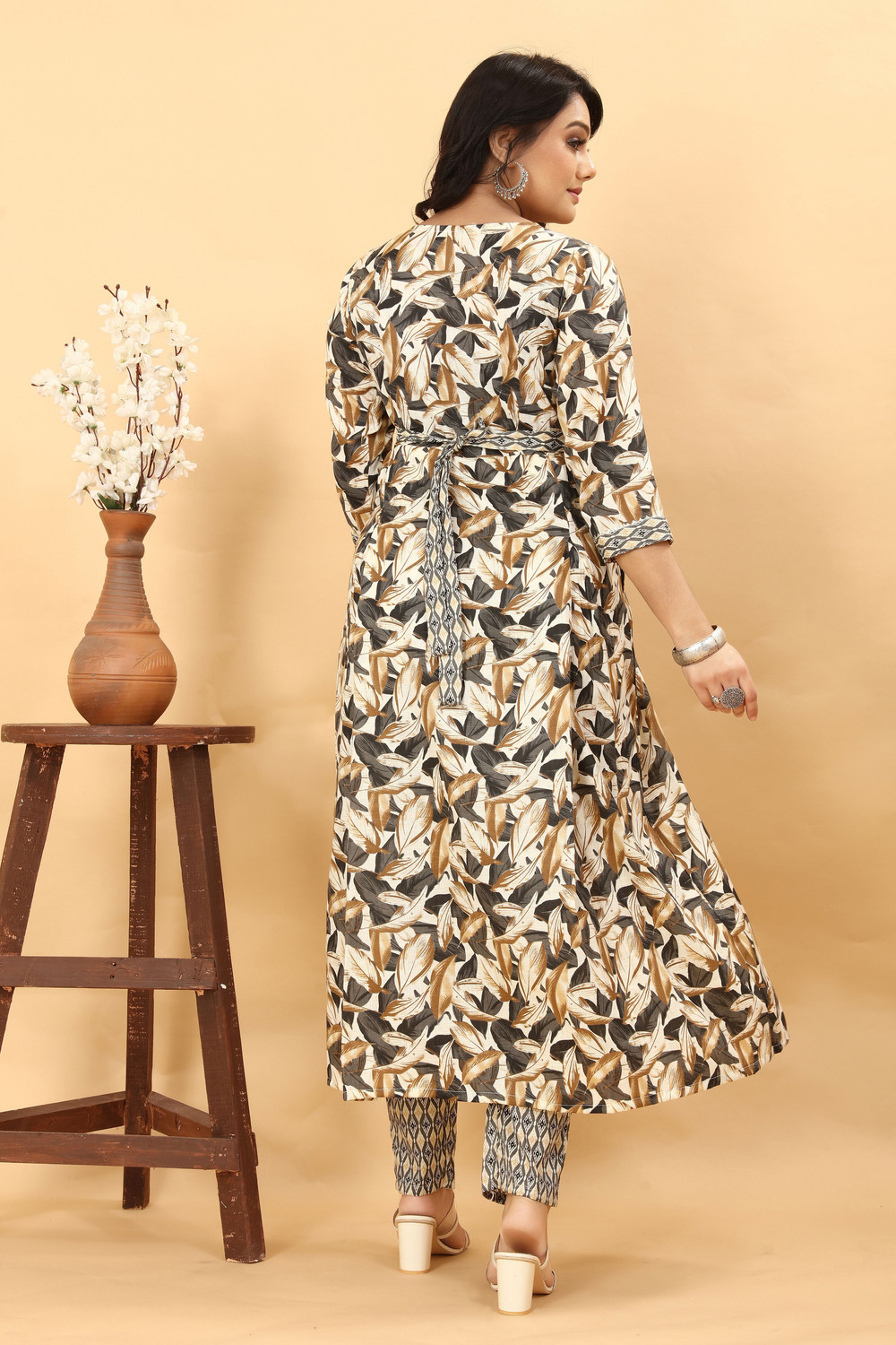 Image of sky fab Printed Kurta, Trouser /Pant & Dupatta Set