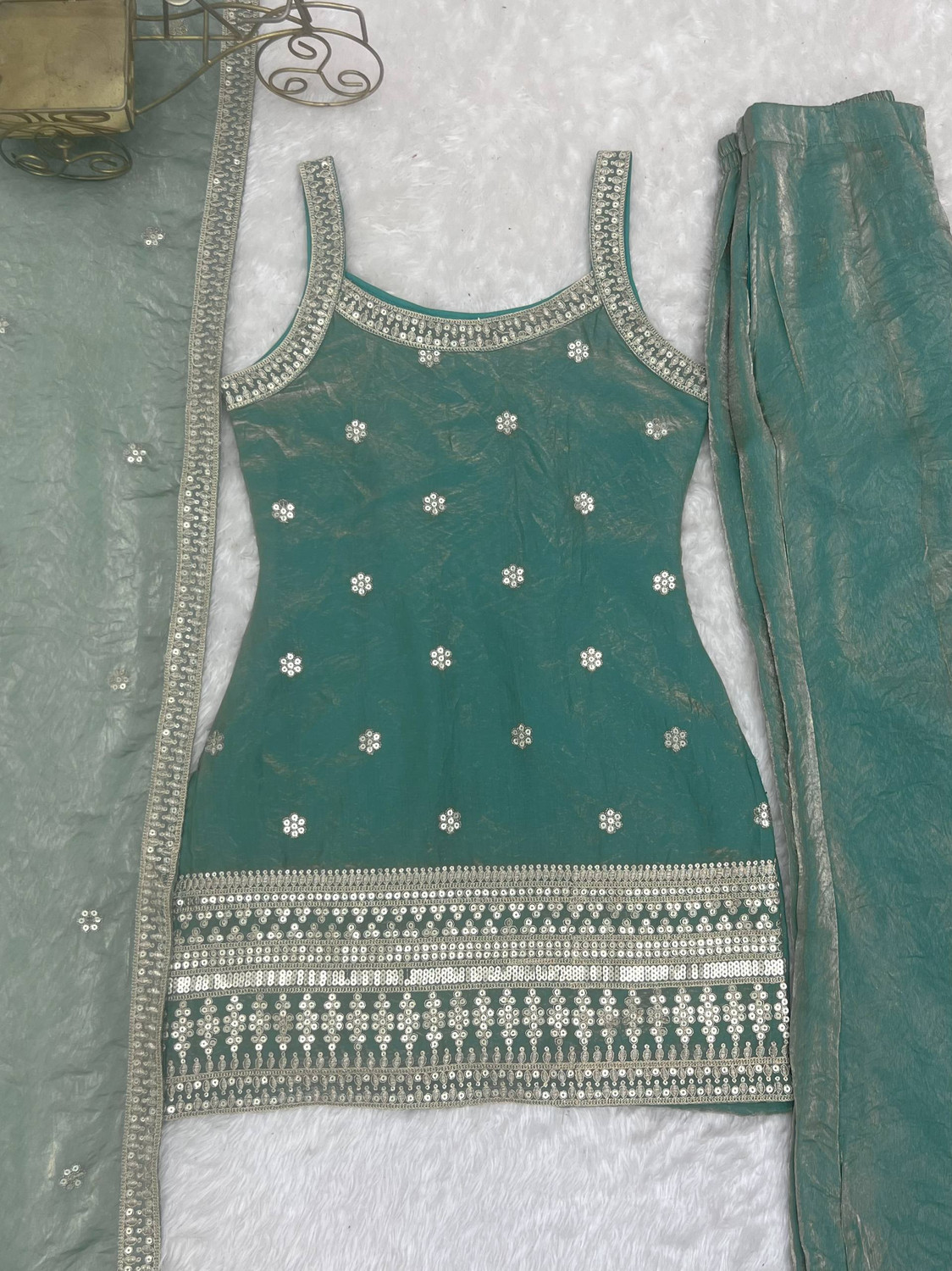 Image of LOKITA WORLD Royal Grace Women's Embroidered Frendy Silk Kurta Set Embroidered Kurta, Sharara & Dupatta Set
