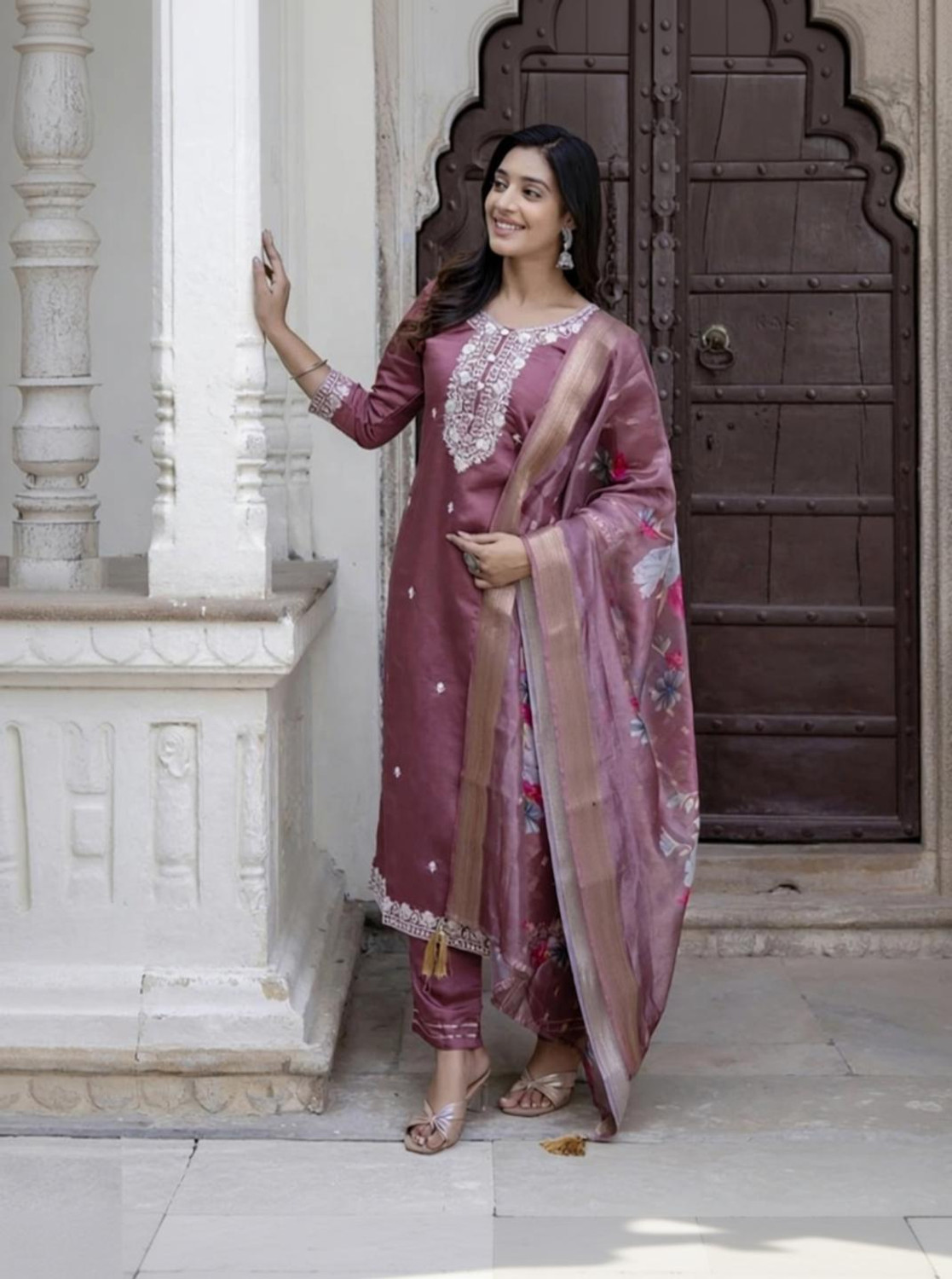 Image of SAAVARIYA Fashion Embroidered Kurta, Trouser /Pant & Dupatta Set