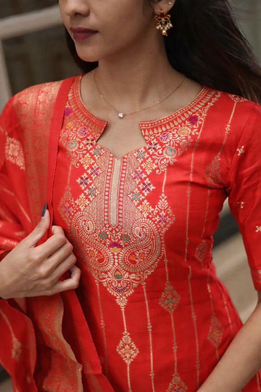 Image of Silk Bliss Printed Kurta, Salwar & Dupatta Set