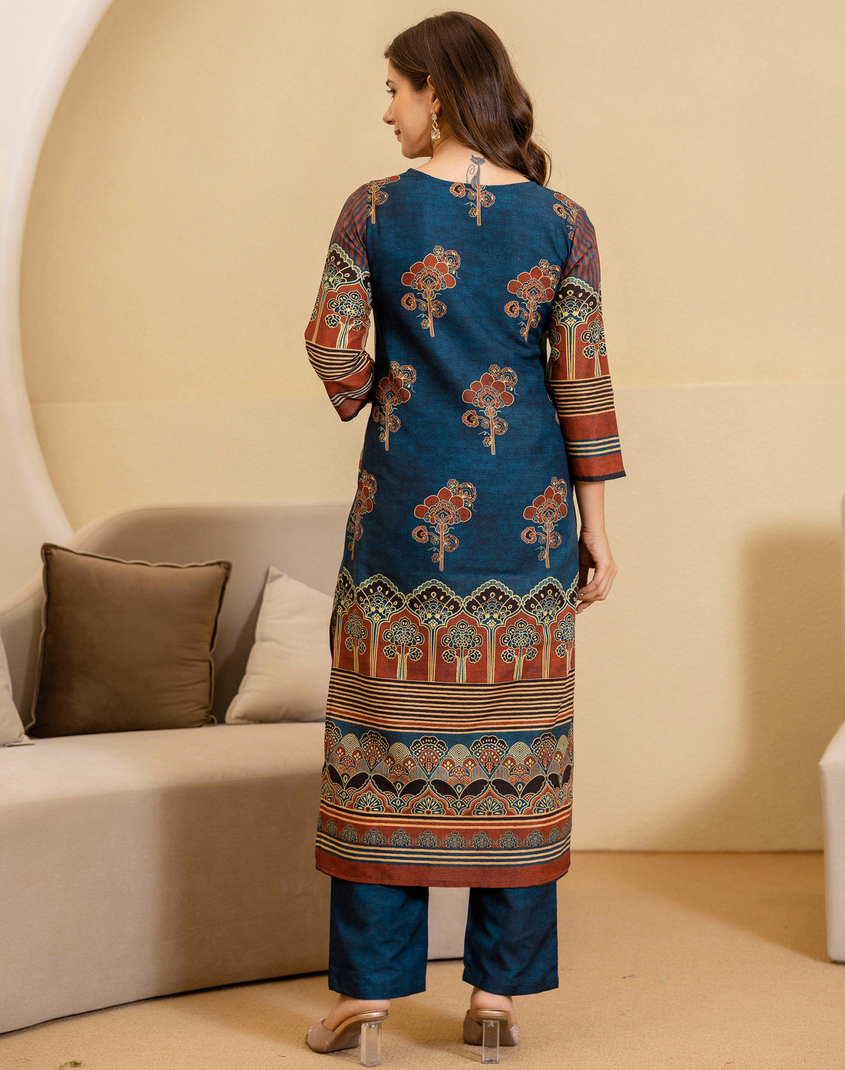 Image of Tasrika Printed Kurta, Salwar & Dupatta Set