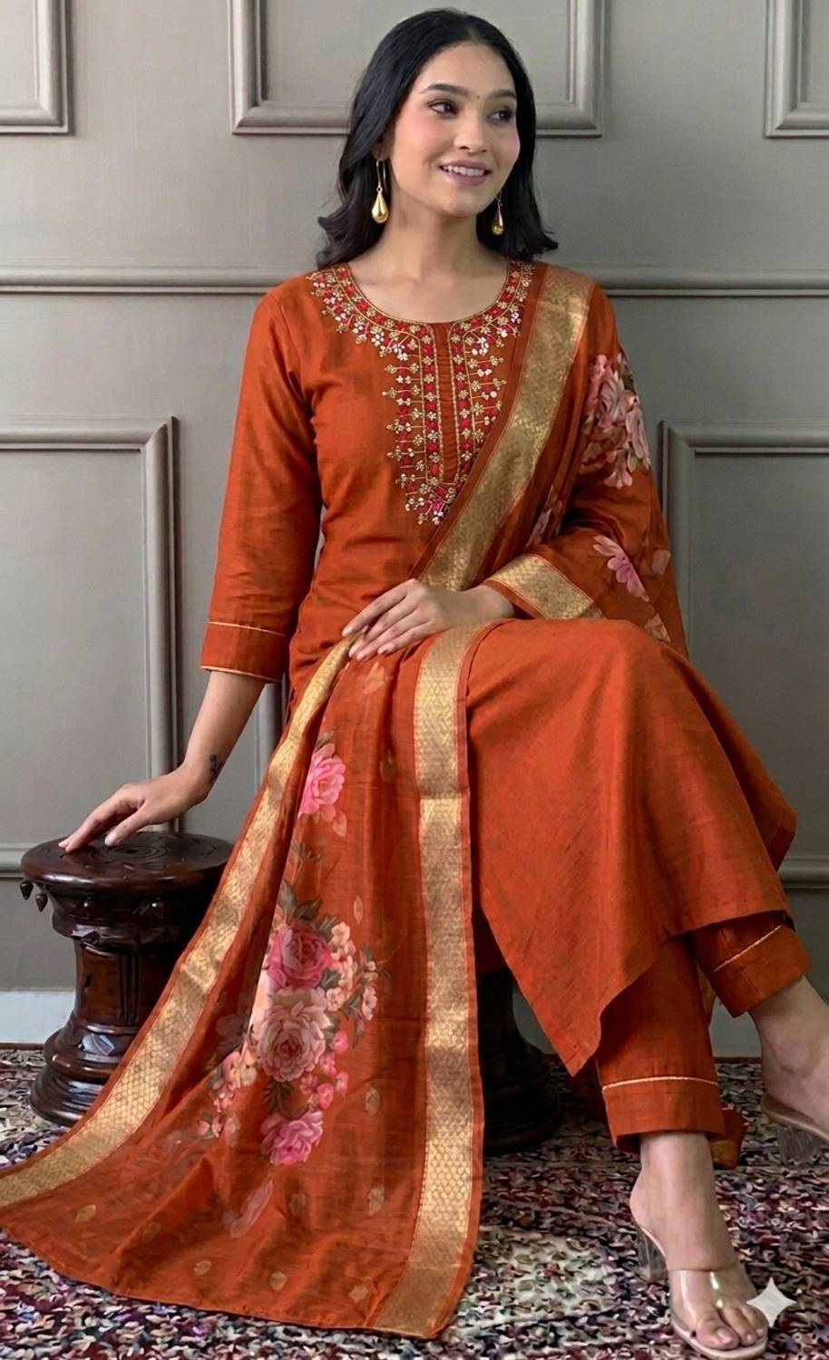 BALAAD CREATION Embroidered Kurta, Trouser/Pant & Dupatta Set