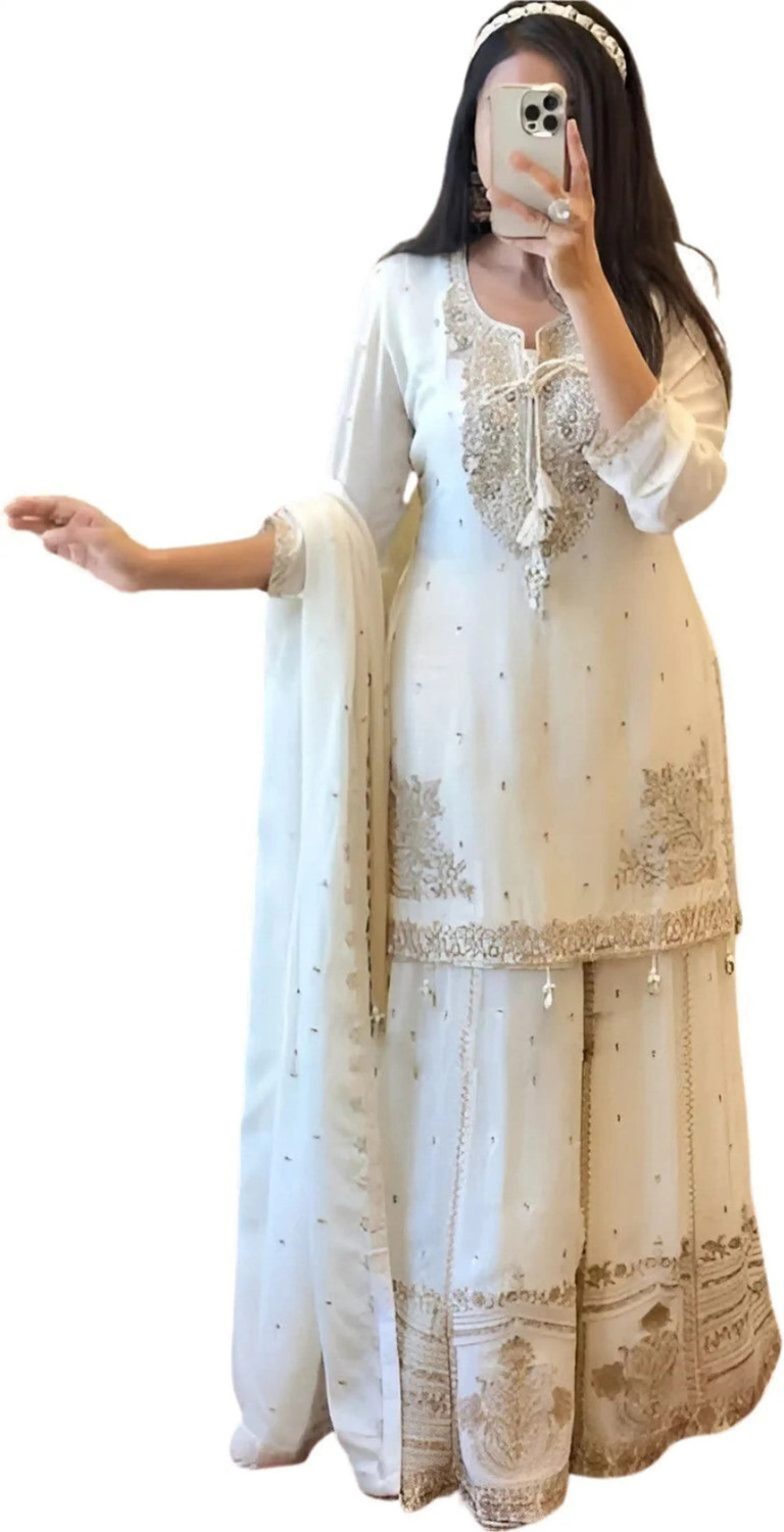 Image of ANERITEXARC Embroidered, Printed Kurta, Trouser /Pant & Dupatta Set