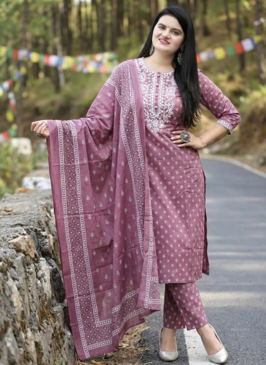 Image of PILUDI Printed Kurta, Salwar & Dupatta Set