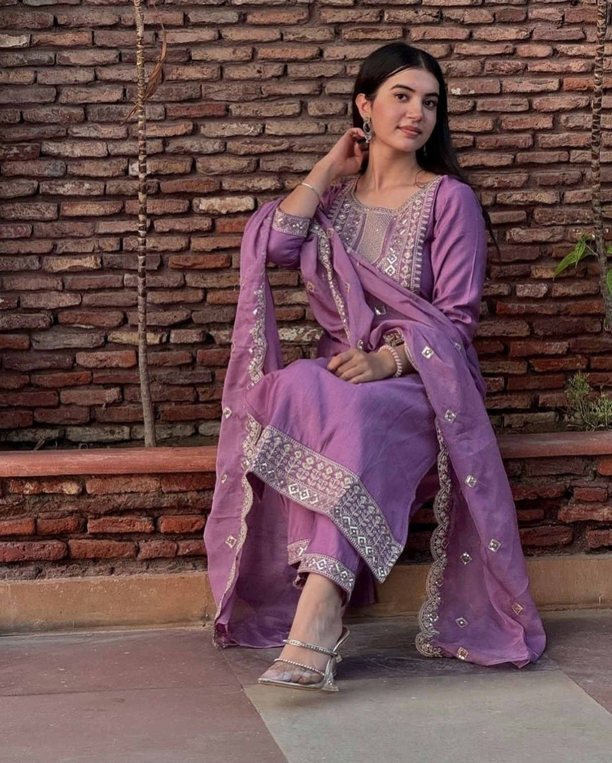 Image of KACHIBA Embroidered Kurta, Trouser /Pant & Dupatta Set