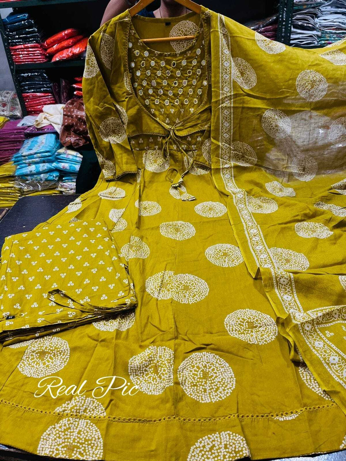Image of Sindrella Floral Print, Embellished Anarkali Kurta, Bottom & Dupatta Set