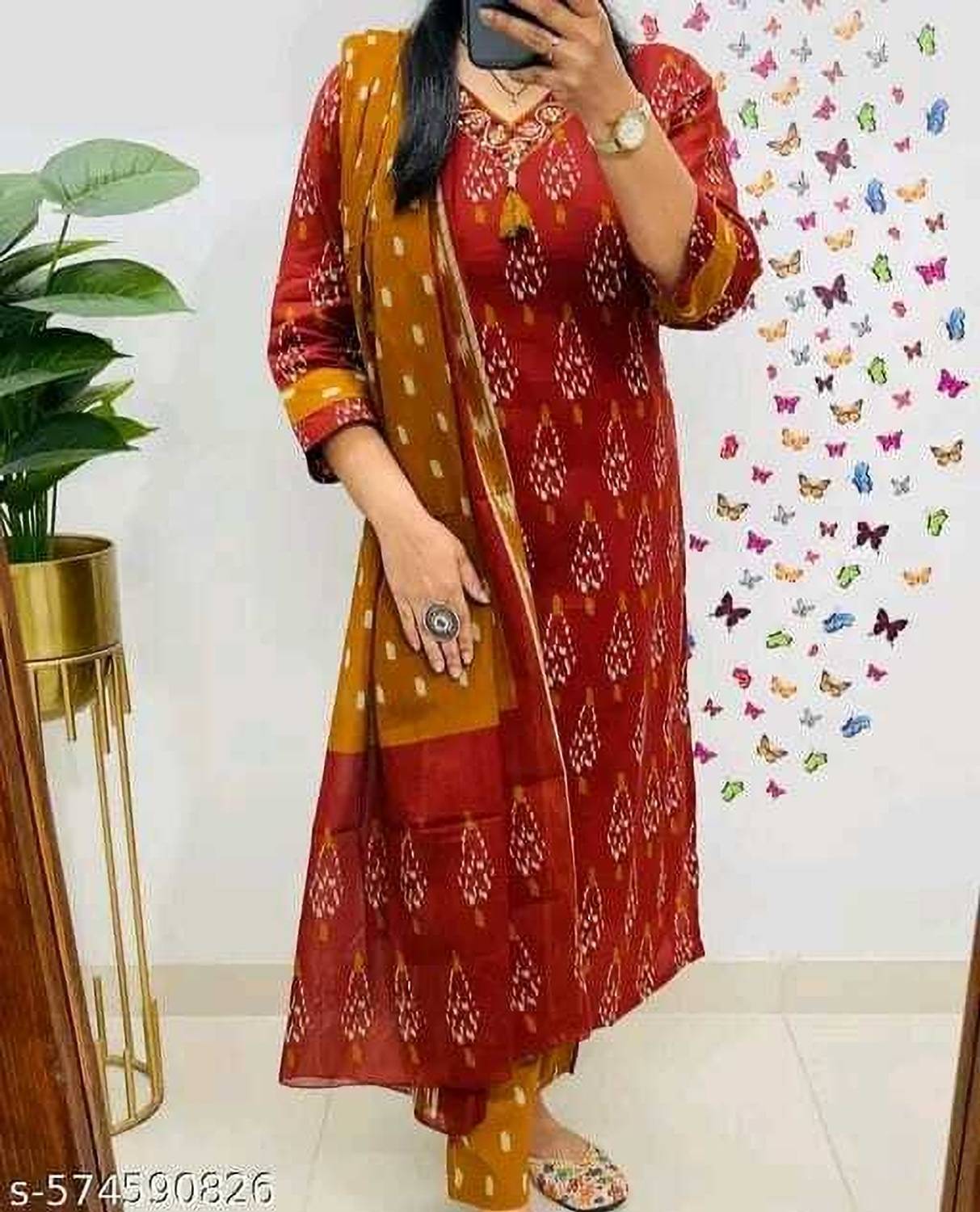 badodiya's Embroidered Kurta, Palazzo & Dupatta Set
