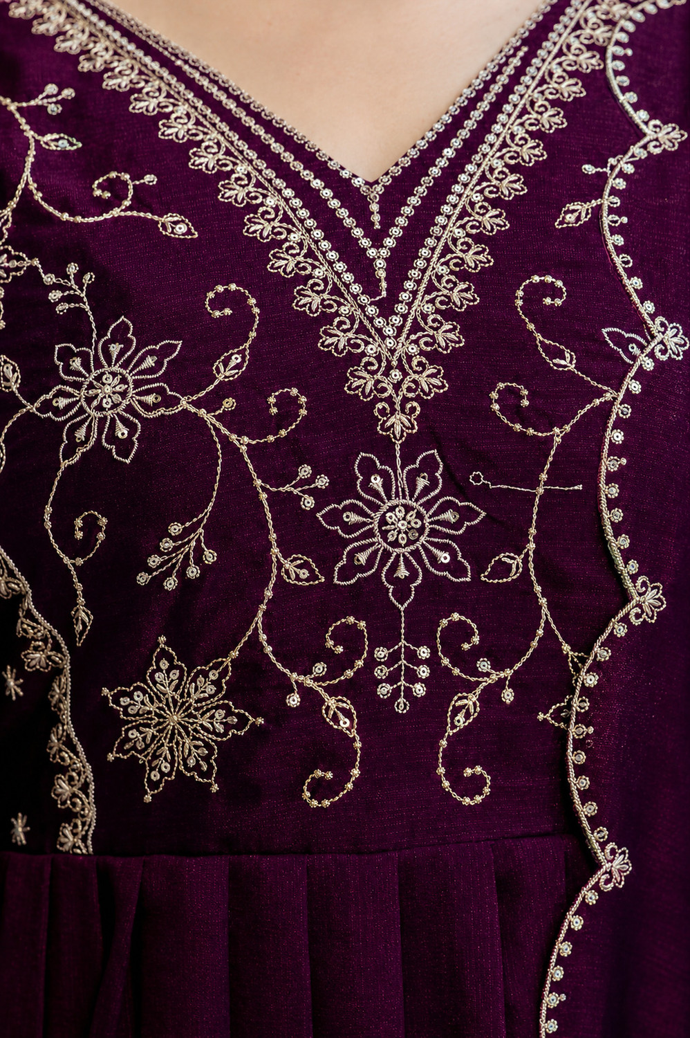 Image of RUTABO Embroidered Anarkali Kurta, Bottom & Dupatta Set
